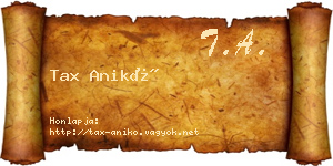 Tax Anikó névjegykártya